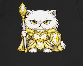 Fantasy Cat Paladin Shirt, RPG Gamer Knight Kitty Tee, Dungeons Dragons Cat Lover Gift