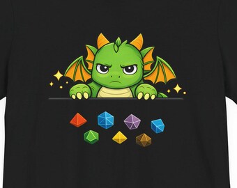 Angry Dragon RPG Dice Shirt – Cute Fantasy Dragon T-Shirt for DnD Gamers, Tabletop RPG Lovers & Fantasy Creatures Fans