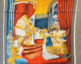 Harlequin Mondial Silk Scarf Laureate Afewerk Tekle 1996 Queen Sheba Solomon