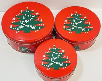 Waechtersbach Christmas Tree Set Of 3 Nesting Tins Holiday Winter Cookies