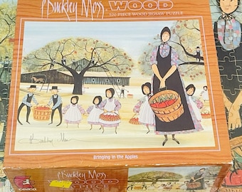 Ceaco Buckley Moss Bringing in the Apples Wood Puzzle 500 pc 2003 COMPLETE