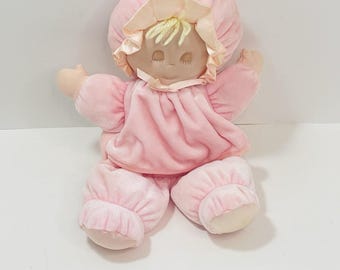 Eden Sleeping Plush Baby Doll Pink Satin Trim 10" Closed Eyes Vintage Lovey