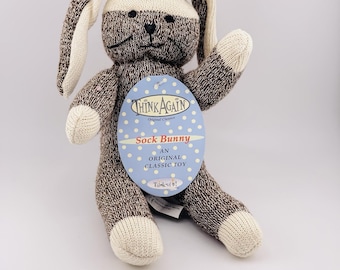 Vintage 2000 Bunny Sock Monkey Stuffed Animal Plush Think Again W/ Tags