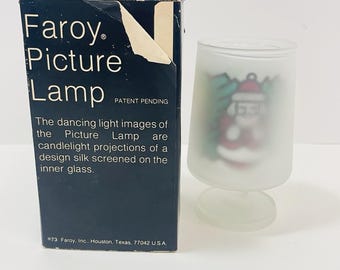 Faroy Picture Lamp Candle Holder Projections Mushroom Santa Angel Box Vtg 1973