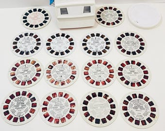 VTG Red ViewMaster 3D Viewer Mattel +14 Discs: Disney Bambi Mickey She-Ra Lot