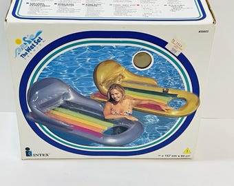 Vintage 1998 Intex Inflatable King Kool Lounge Pool Wet Set Gold Silver Rainbow