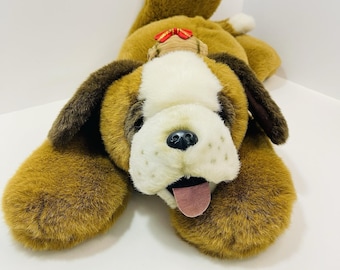 Sears Windsor Collection St Bernard Dog Lay Flat Pillow Plush 26" Vintage