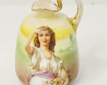 Vtg Royal Bayreuth Portrait Ewer Woman Portraitware Pitcher Vase