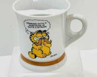 1978 Enesco Garfield "Drinking With A Mustache Is Quite A Strain" Coffee Mug