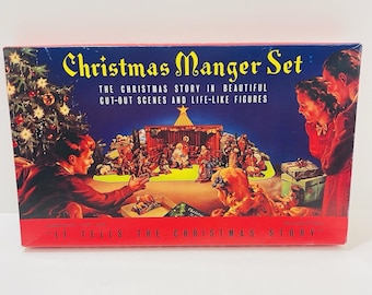 Vintage 1990 Shackman Christmas Manger Unused in Original Box Hong Kong