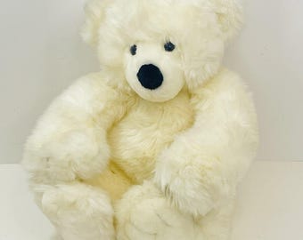 Vtg GUND 1993 Schatzi Teddy Bear White Big Feet Stuffed Animal Plush Sitting 11"