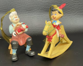 Grolier Disney Early Moments Pinocchio & Geppetto Porcelain Christmas Ornament