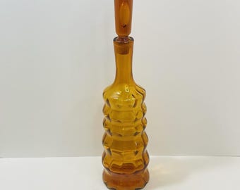 Vintage Blenko 658S Decanter By Joel Myers 1965 Bee Hive In Honey MCM