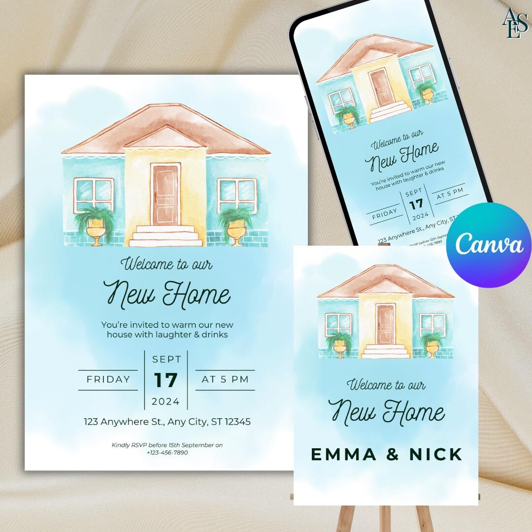 Editable Housewarming Party Invitation, Minimalist Design (digital ...