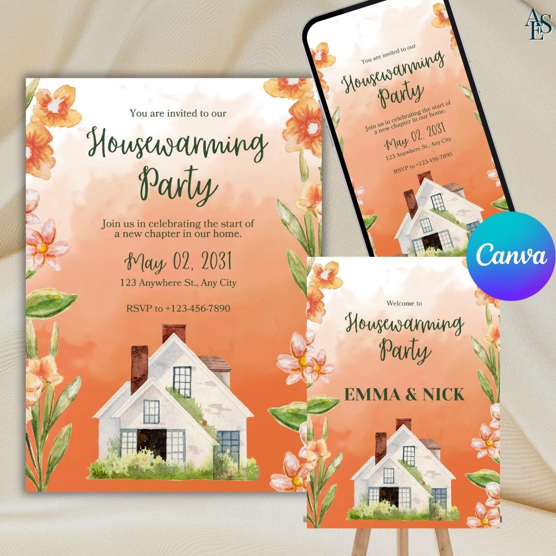 Editable Housewarming Party Invitation, Minimalist Design (digital ...