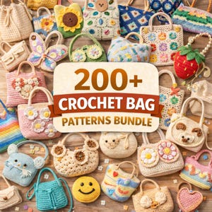 450+ Crochet Bag Patterns Bundle PDF, Granny Square Tote Bags, Cute Handbag Purse Market Bag Boho Crochet Patterns Instant Download