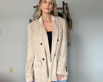 Vintage Brunello Cucinelli Beige Corduroy Blazer | Made in Italy | Oversized Luxury Jacket | Size 46