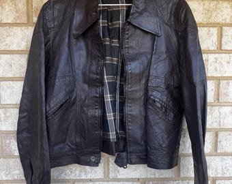 VINTAGE Suedeclub 1960s-70s Original Rock Chic Hip Retro Leather Jacket