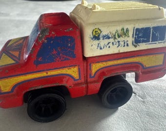 Vintage 1979 Mattel First Wheels Roter LKW mit Wohnmobil