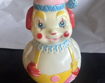 VTG 1972 Clown Roly Poly Glockenspiel Spielzeug Kunststoff Die 1. Jahre Kiddie Prod Rolly Polly
