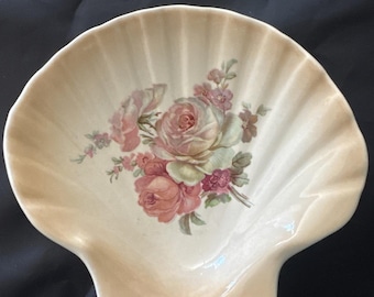 Vintage Blakeney Keramik Floral Sea Shell geformt - Made in England