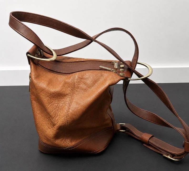 Vintage Valentino Di Paolo leren draagtas/rugzak gemaakt in Italië afbeelding 1
