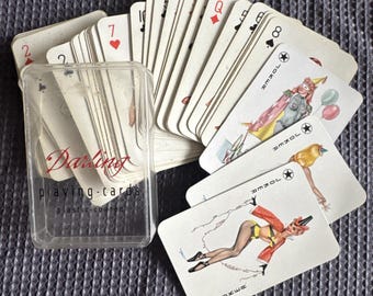 Vtg Deck 54 Karten Glamour Amorous Pin Up Girls Spielkarte/Poker