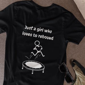 Just a Girl Who Loves to Rebound Tee | Cute Rebounding Mini Trampoline Fitness Stick Figure Shirt
