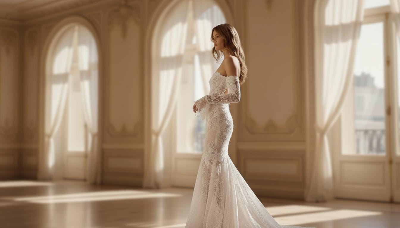knee length dresses for ladies Elegant Lace Off Shoulder Trumpet Wedding Dress with Illusion Back