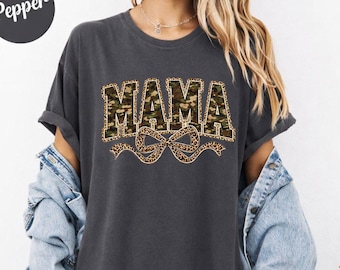 Mama PNG Leopard Bow, Camo Mama Shirt Design, Trendy Mom Graphic Sublimation Digital Download, Leopard Print Mama, Mother Day Digital