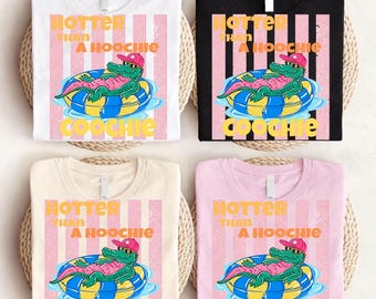 Hotter Than A Hoochie Coochie PNG, Funny Gator Shirt Design, Retro Summer T-Shirt Graphic, Pool Float Crocodile, Digital Download