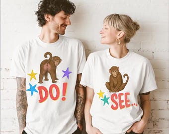 Funny Monkey 2 PNG Bundle, DO SEE Monkey Shirt Design, Retro Animal Sublimation, Funny Monkey Butt Graphic, Instant Download, Retro Monkey