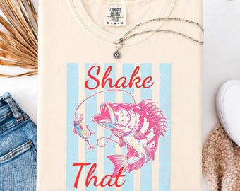 Shake That Bass Fishing SVG PNG, Funny Fishing Shirt Design, Fisherman Gift, Lake Life Graphic Tee Cricut File, Digital Download