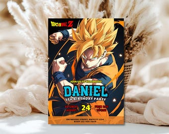 Peronalized Dragon Ball Z Goku Birthday Invitation, Dragon Party Card,Editable and Printable PDF Invitation