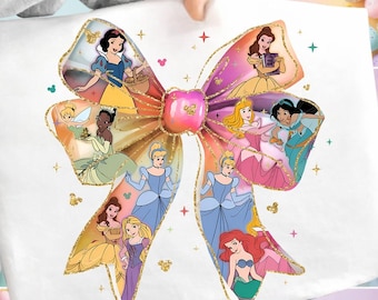 Princess Bow PNG Bundle, Disney Princess PNG Digital Download, Coquette Bow Princess PNG, Fairy Tale Princess Shirt png, Castle Trip png