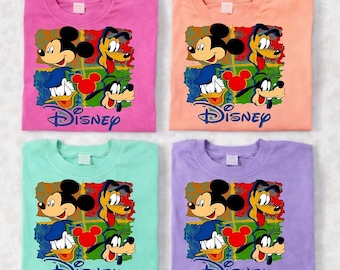 Retro Cartoon Friends PNG, Vintage Mouse Character Shirt Design, Cartoon Crew Graphic Tee, Colorful Retro Sweatshirt PNG Download