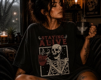 Skorpion Shirt bleiben am Leben, Sternzeichen T-Shirt, Astrologie Dark Humor Kleidung, Komfort Farben
