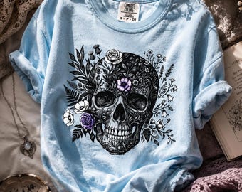 Dark Romance Shirt Beautifully Unhinged, Skull Tee, Gothic Feral Clothing, Comfort Colors