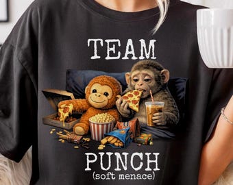 Grappig memeshirt overprikkeld teampunch, T-shirt aap, kleding donkere humor, comfortabele kleuren