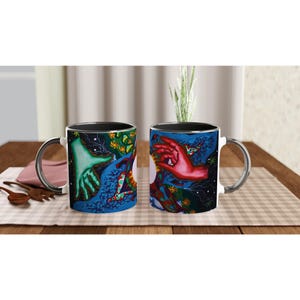 Taza de cerámica Galaxy Hands, taza de café de arte cósmico, 325 ml (11 oz)