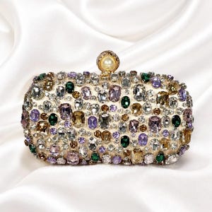 Multicolor Crystal Clutch Purse, Dress Bag, Bridal Accessories, Handmade Bag, Gift for Her