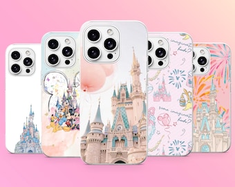 Funda para teléfono Magic Kingdom de Disney para iPhone 17Pro, 16, 15, 14, 13, 12, Samsung S26, S25, S24, S23Fe, A16, A26, A56, Pixel 10, 9Pro