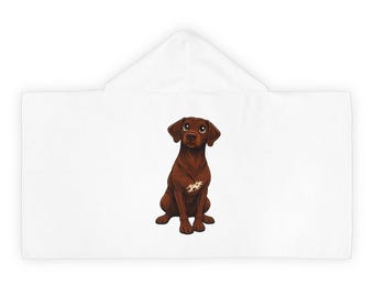 Toalla con capucha para perro con una linda ilustración de Braque Francais
