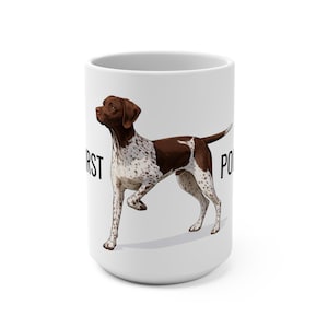 Tysk korthårig pekare 45 cl kaffemugg — "Point Later" present till hundälskare