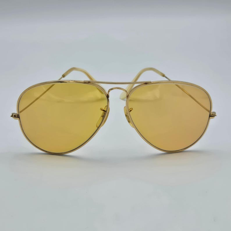 Vintage Ray-Ban B&L Ambermatic Aviator Sunglasses 62-14 Gold Frames Only USA zdjęcie 13