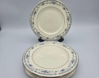 Vintage Minton Bellemeade Bread Plates Set of 6 Blue Floral Silver Trim Cottage