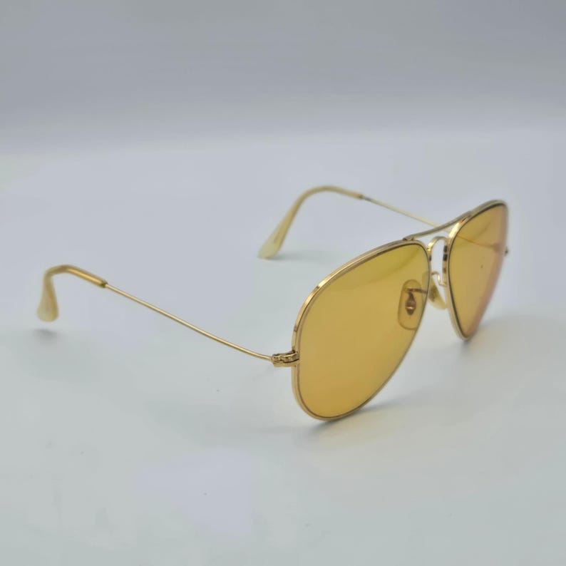 Vintage Ray-Ban B&L Ambermatic Aviator Sunglasses 62-14 Gold Frames Only USA zdjęcie 4