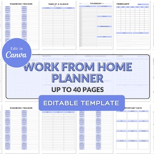 Arbeit von zu Hause aus Planer Canva Vorlage | Organizer für tägliche und wöchentliche Kalender (Digitaler Download)