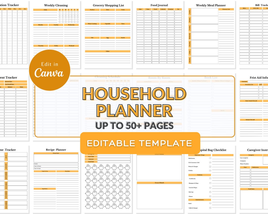 Household Planner Canva Template | Family Home Management Organizer - Etsy