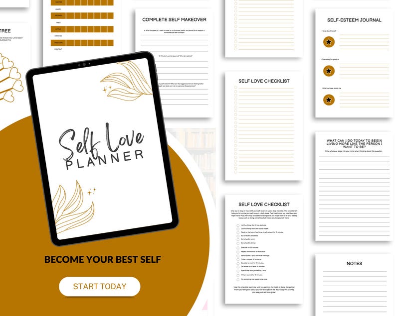 Self Care Planner Canva Template | Wellness, Mental Health, Self Love ...